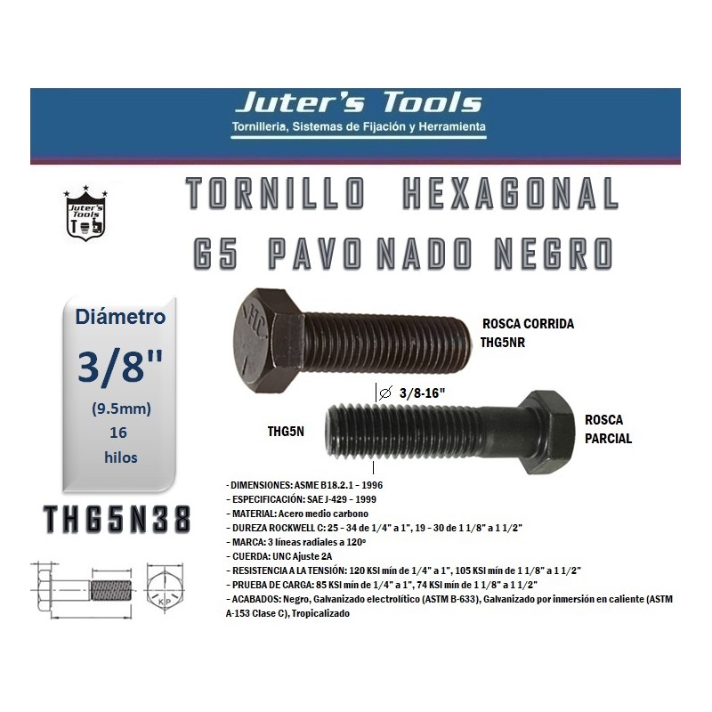 Tornillo Hexagonal G Pavonado Negro