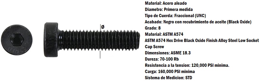 ALLEN CILINDRICO CABEZA BAJA STD