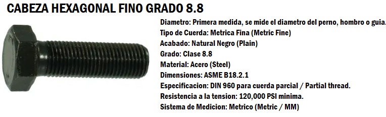 TORNILLO 8.8 METRICO FINO