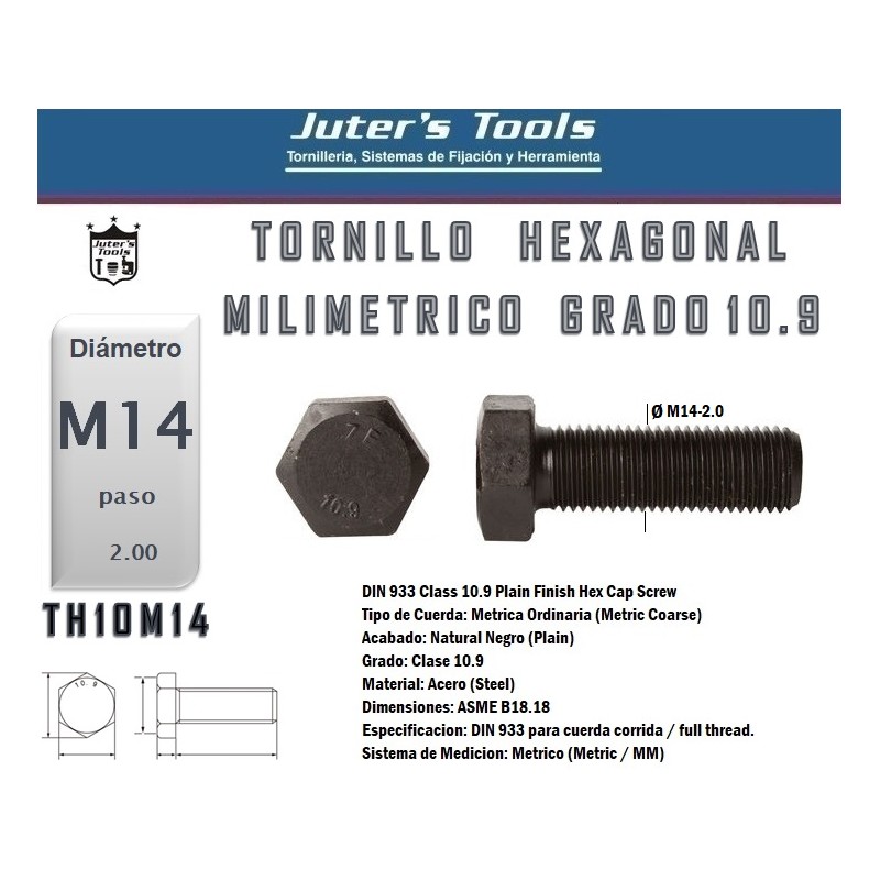 Tornillo Hexagonal M14 20 Grado 109 1272