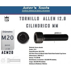 ALLEN CILINDRICO M20-2.5 GRADO 10.9