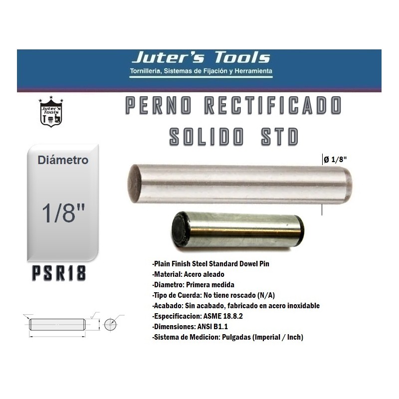 PERNO SOLIDO RECTIFICADO STD 1/8"