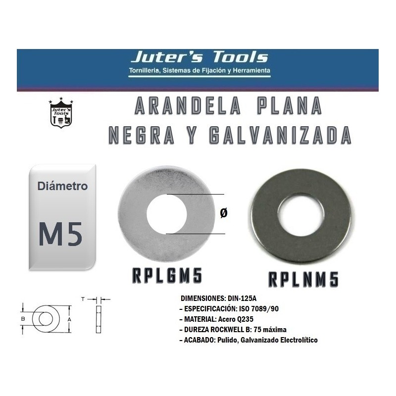 ARANDELA PLANA NEGRA Y GALVANIZADA  M5