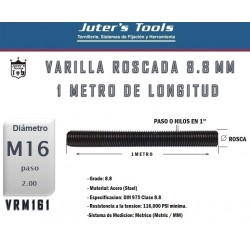 VARILLA ROSCADA METRICA 8.8 PAVONADA M16-2.0*1METRO
