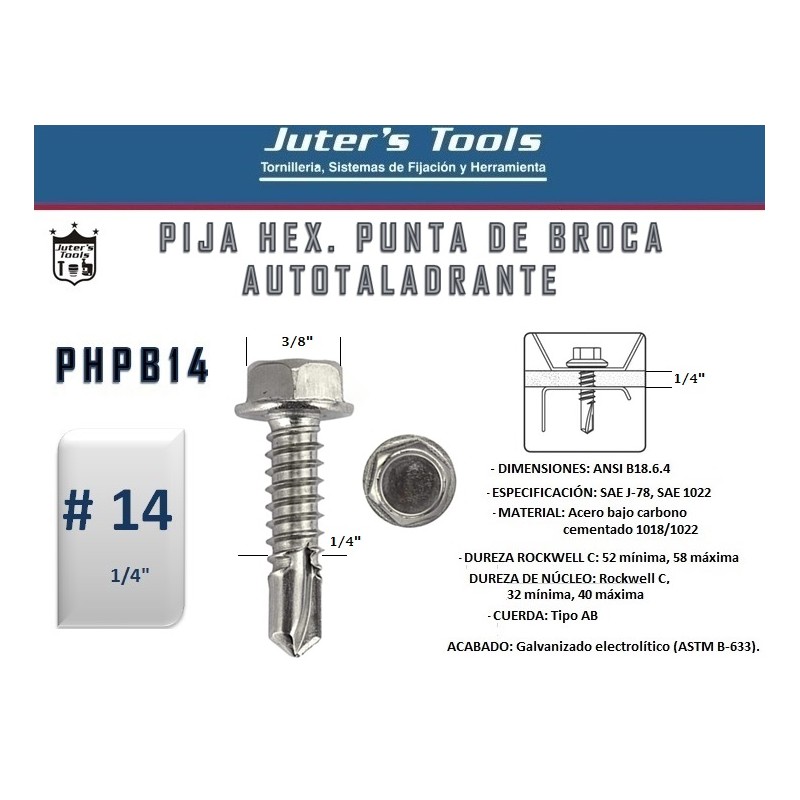 PIJA HEXAGONAL PUNTA DE BROCA No. 14