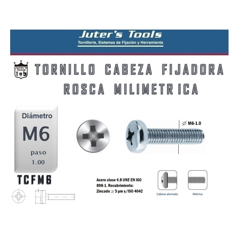 TORNILLO CABEZA FIJADORA METRICO M6-1.0