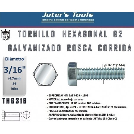 Tornillo Hexagonal G Galv Rosca Corrida