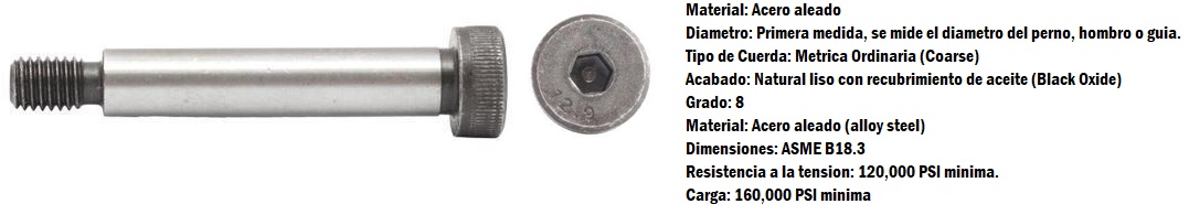 Tornillo de Hombro Guía Métrico M6 X 20 – Los tornillos